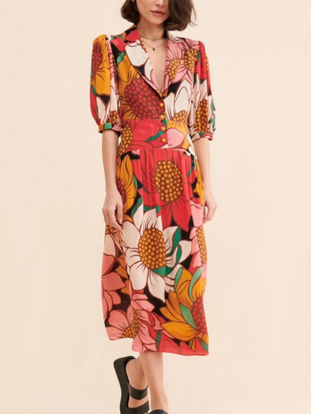 FarmRio Sunflower Midi Dress – Small